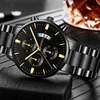 5pcs Necklace Bracelet Ring Mens Watches Set Fashion Luxury Men Stainless Steel Quartz Wrist Watch Man Business Casual Watch 5