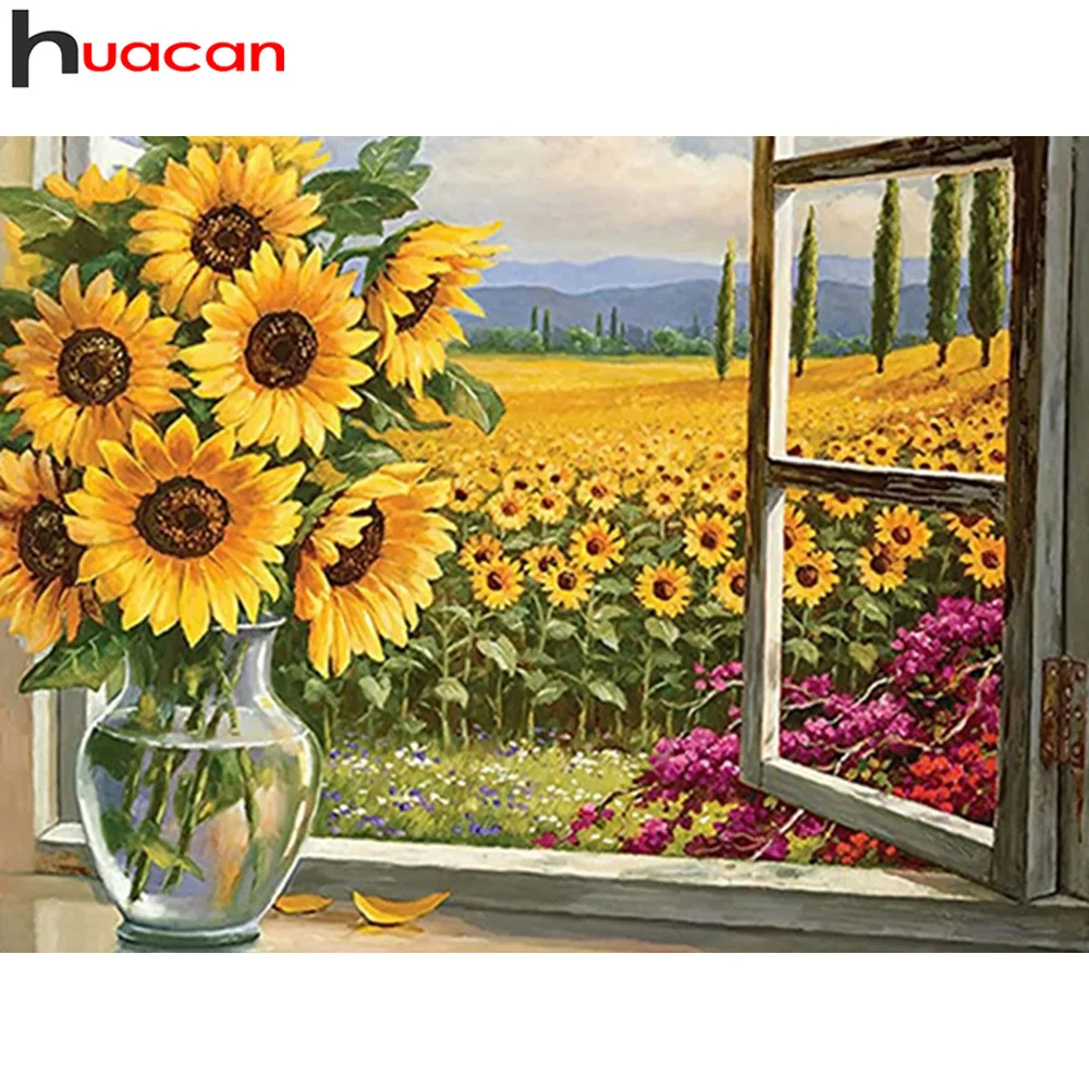 Diamond Painting Kit Sunflower Home Decor Square/round Diamond Embroidery Window Floral Mosaic Wall Sticker