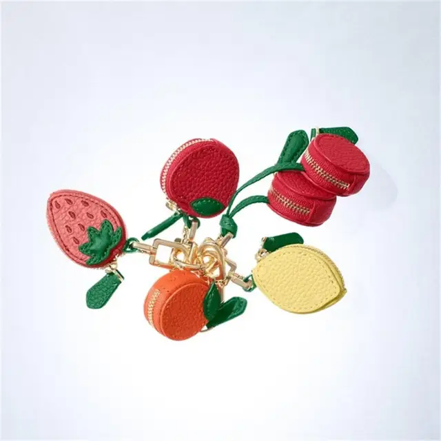 Cute Fruit Charm Coin Purse, Y2K Strawberry Keychain With