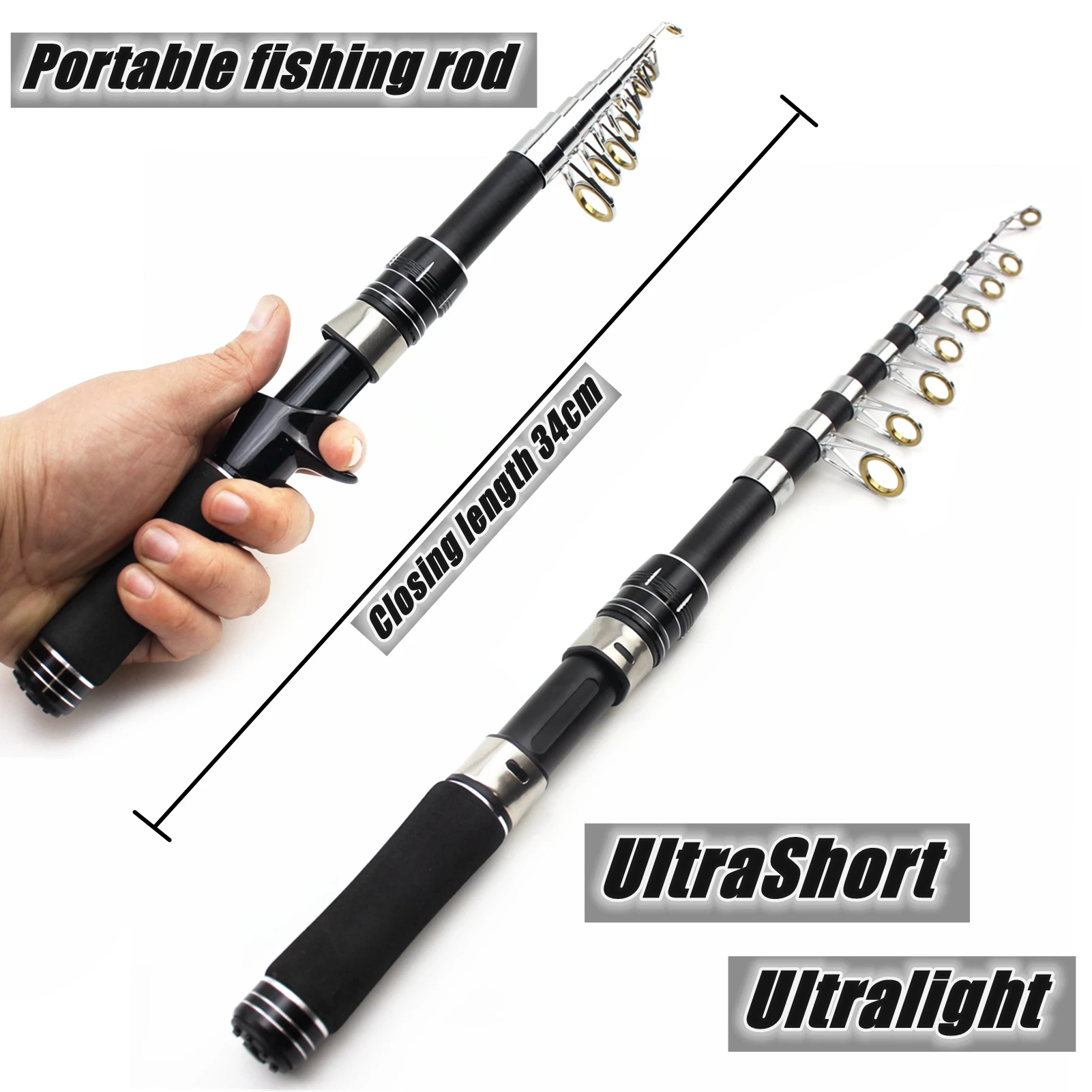 Outdoor Portable Fishing Rod Fishing Pole Multifunction Ultrashort Carp  Fishing Rod and Reel Pocket Rod Portable Tackle Telescopic Fishing Rod  Travel