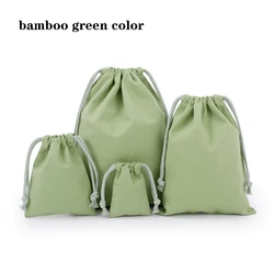 Versatile Cotton Canvas Drawstring Tote Bag - Portable and Foldable Organizer - 13x16cm-10pcs (Bamboo green color)