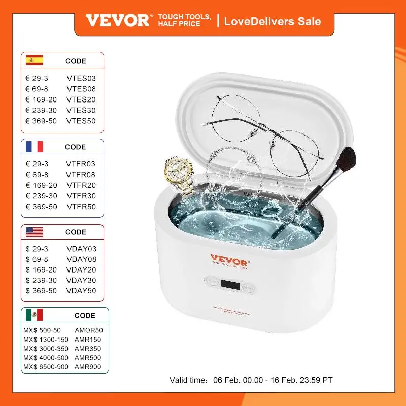 Veovr 650Ml Pulitore Ad Ultrasuoni Mini Lavatrice Portatile Bagno Ad Ultrasuoni Dispositivi Di Pulizia Sonica Per Occhiali Elettrodomestico