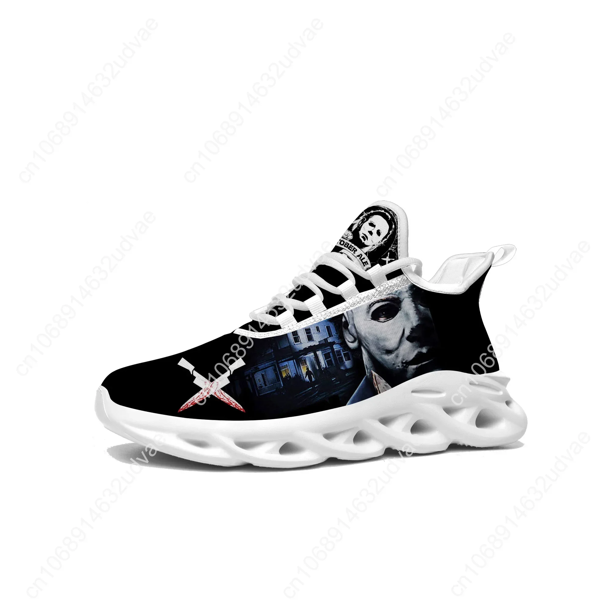 Horror Halloween Flats Sneakers Michael Myers Mens Womens Sports Running Shoes High Quality Sneaker Customized Made Shoe