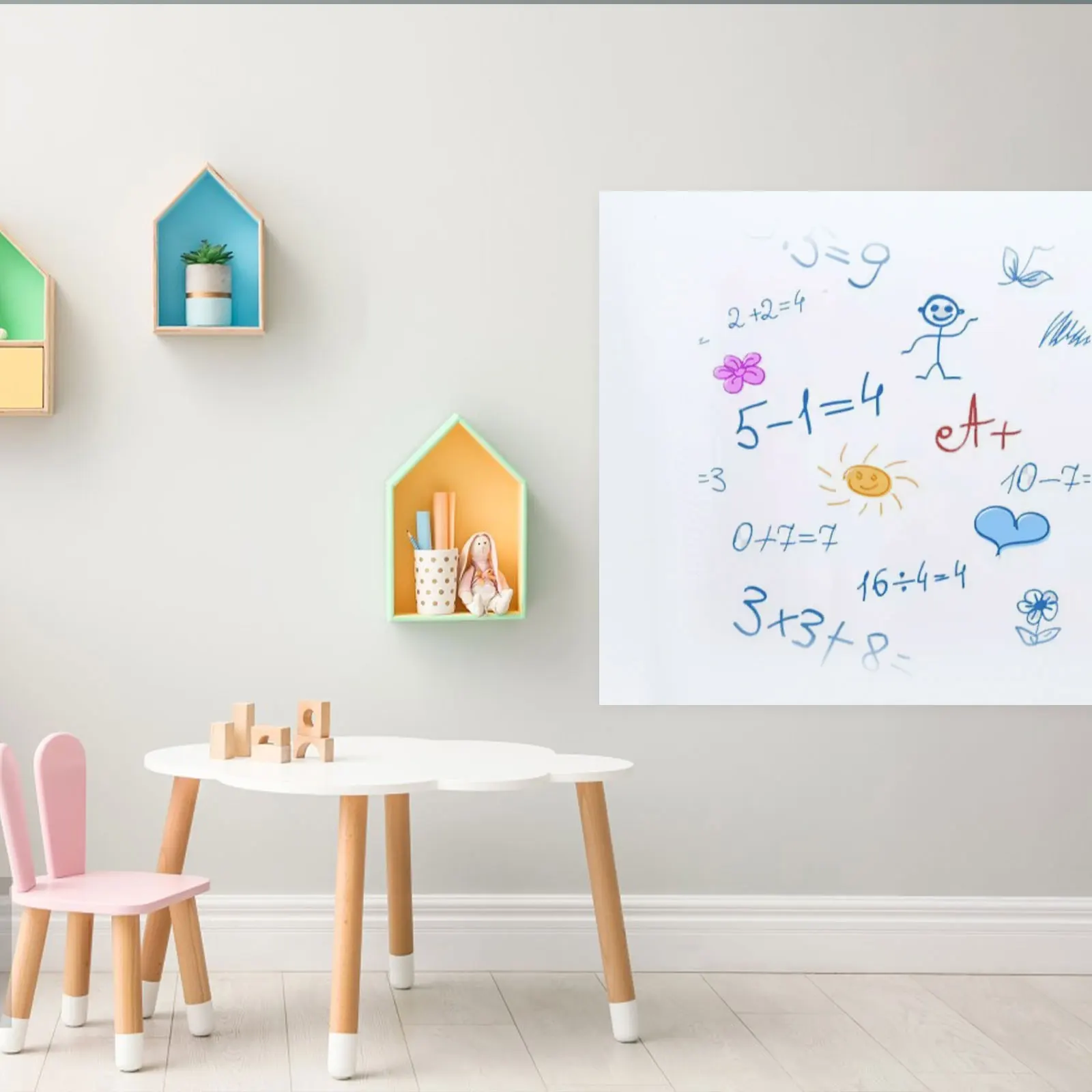 지울 수 있는 화이트 보드 스티커 초크 보드, PVC 그리기 벽화 장식, 초크 보드 벽 스티커, 어린이 방, 45cm x 200cm