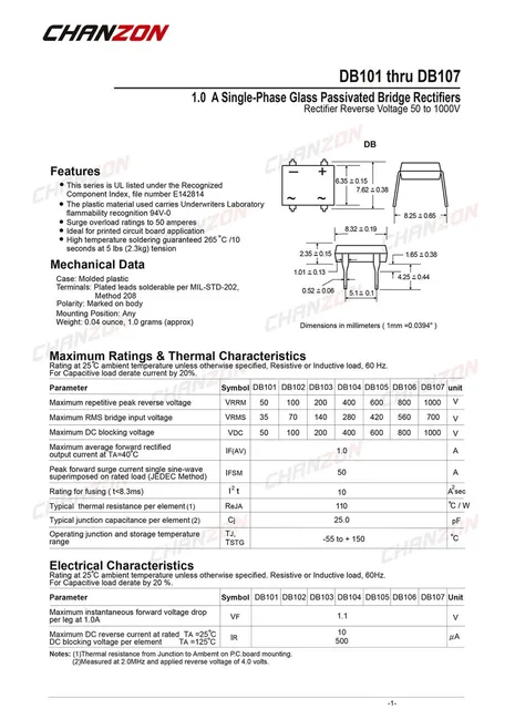 【400個】新品バルク(個別)ブリッジダイオードDB107 DB107 SMC Diode Solutions | ディスクリート半導体製品 | DigiKey