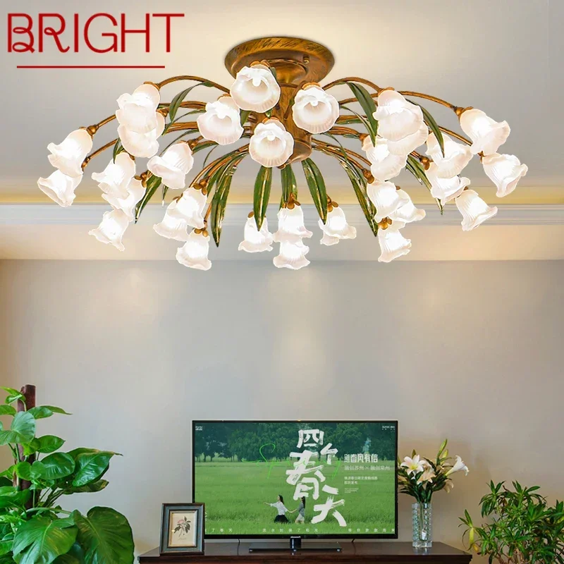 

BRIGHT American Pastoral Ceiling Light French LED Creativity Flower Living Room Dining Room Bedroom Home Decoration Lamp