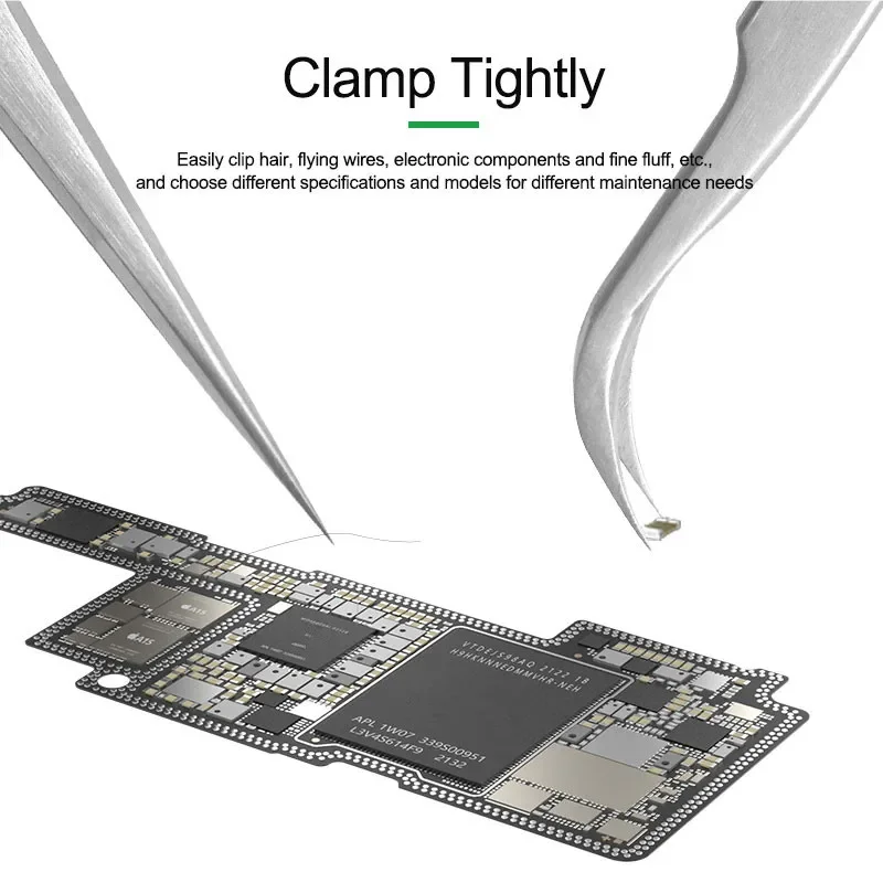 RELIFE TS-11 TS-15 High Hardness Maintenance Tweezers Anti-Static Straight Curved Phone CPU IC Repair Clips Hand Tool