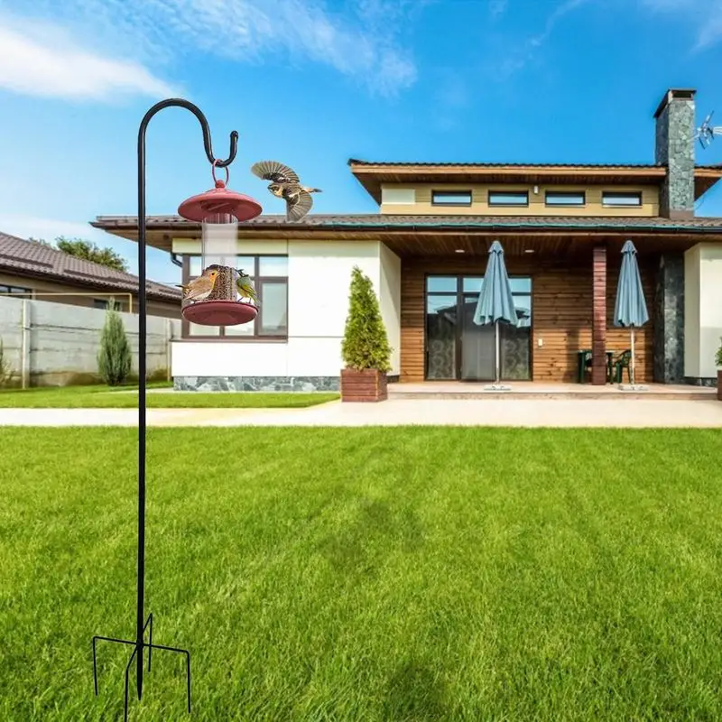 Hot Adjustable Shepherd Crook Hooks Festoon Pole With Base Garden Border Hook For String Lights Flower Ball Plant