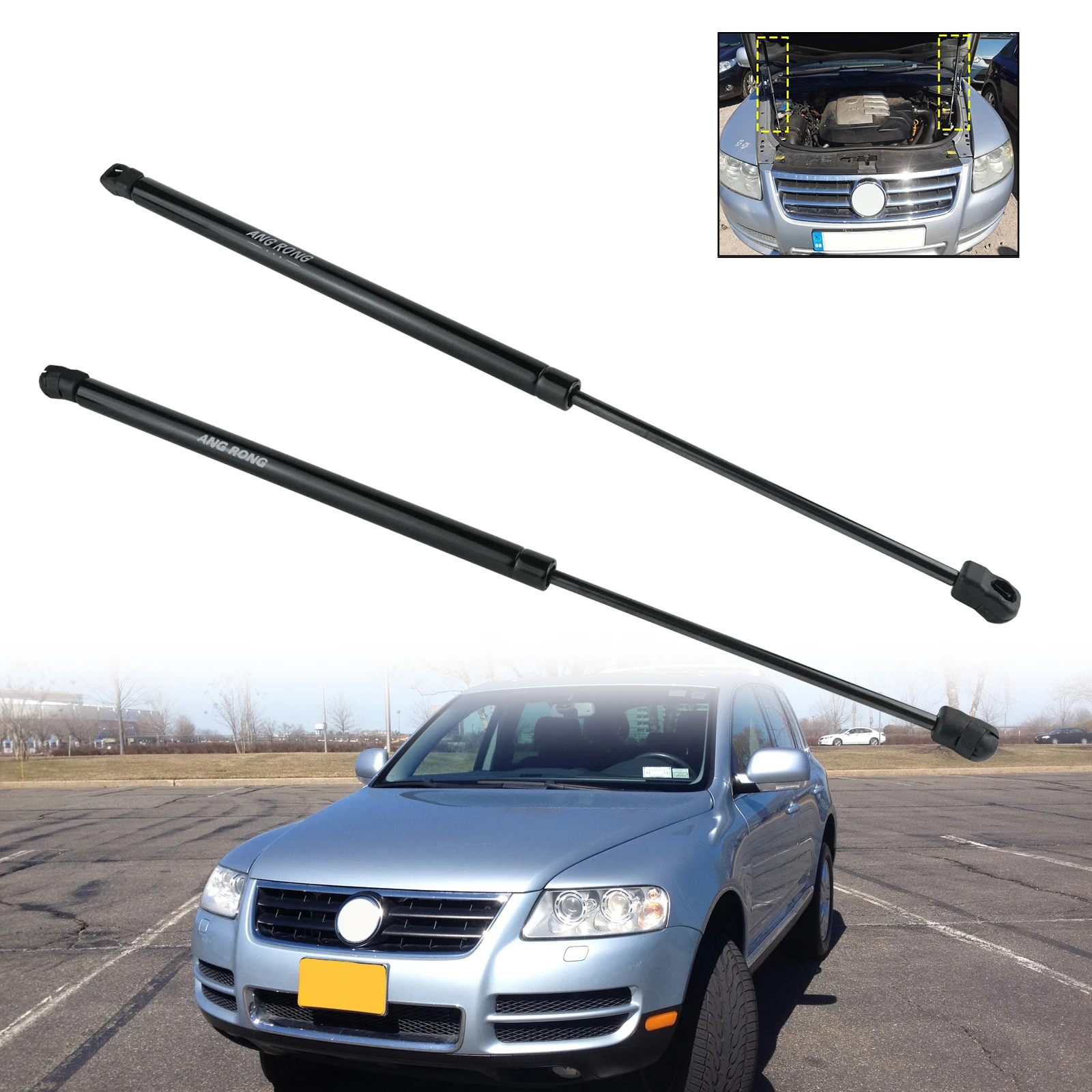 For VW Touareg 7L 04-10 Front Bonnet Hood Gas Struts Support 125N 7L6823359A front bonnet gas struts auto lift hydraulic rods 2X