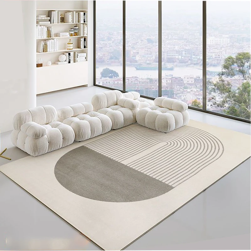 Tapis en polypropylène gris japonais, salon, canapé, moderne