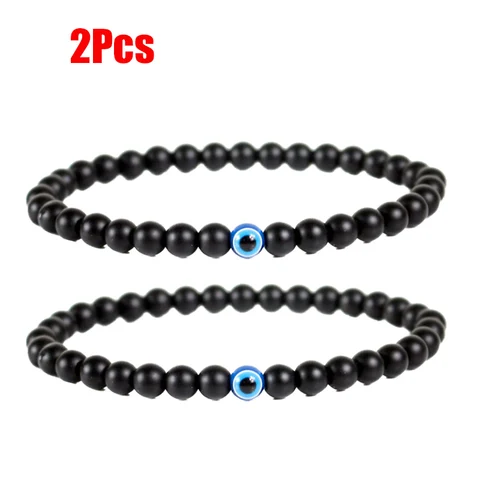 Turkish Lucky Evil Eye Bracelets Black Beaded Bracelet Men Women Handmade Lucky Jewelry Charm Bracelet Female Free Shipping