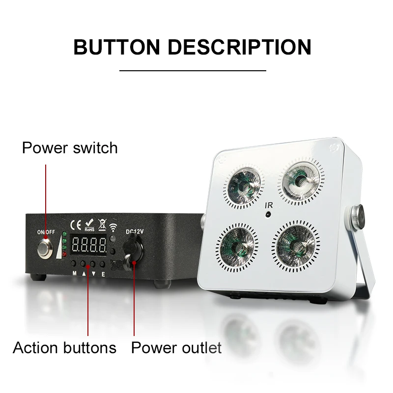 4x18W Led RGBWA UV 6IN1 Color Battery Wireless 2.4G Wireless DMX Led Par Light Mini Battery Party Light 2