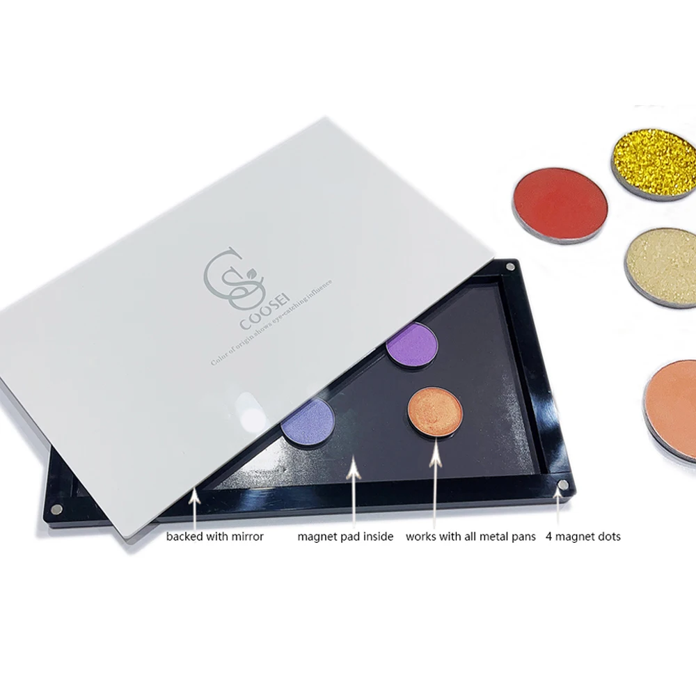 Coosei Brand New EMPTY Magnetic Eyeshadow Palette with Light Mirror DIY Acrylic Waterproof High-Gloss Eye Shadow Makeup Pallet 3