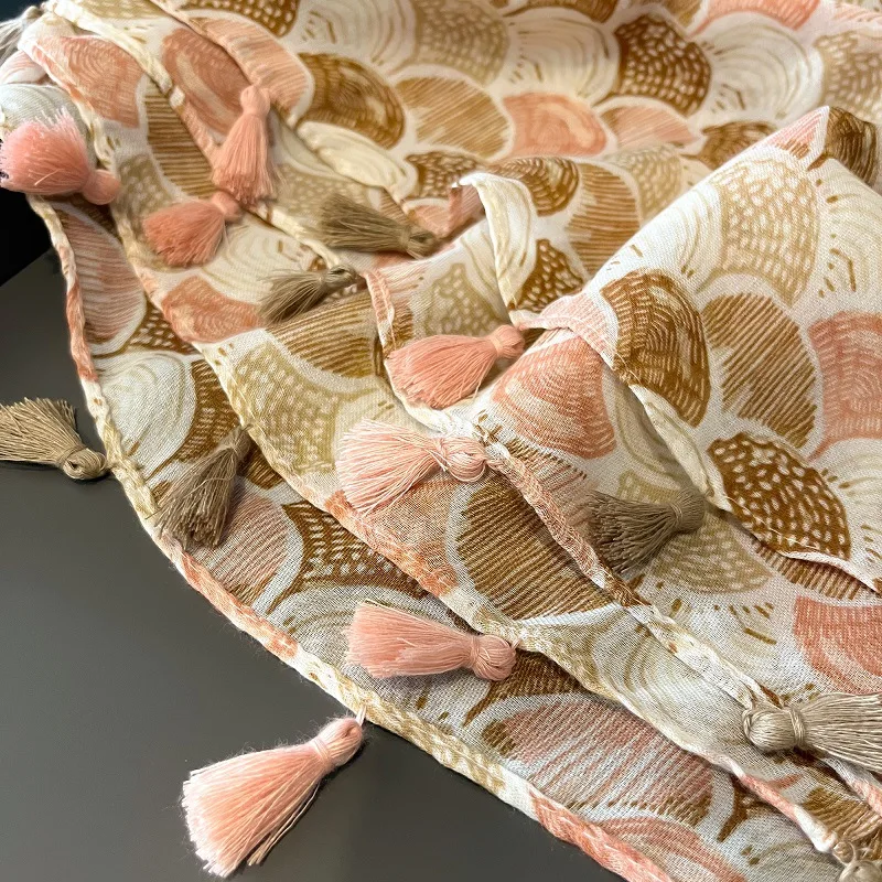 2024 neue Mode bunte Muscheln Quaste Viskose Schal Schal Dame hochwertige Wickel Pashmina gestohlen Bufandas muslimischen Hijab 180*90cm – Detail 6