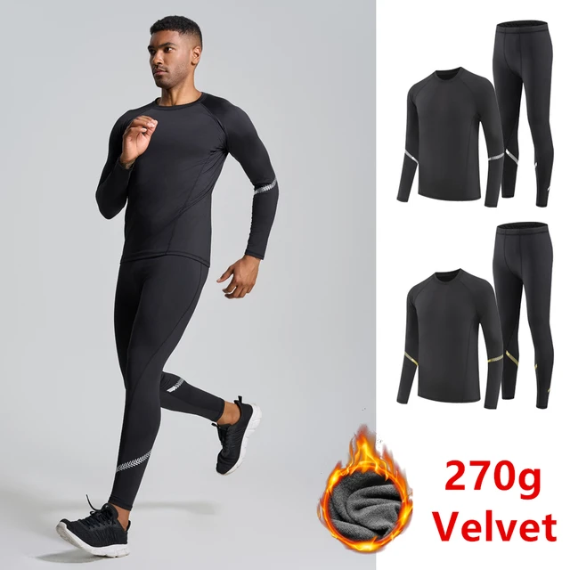 Men Running Set Velvet Winther Warm Sport Kit Suit Basketball