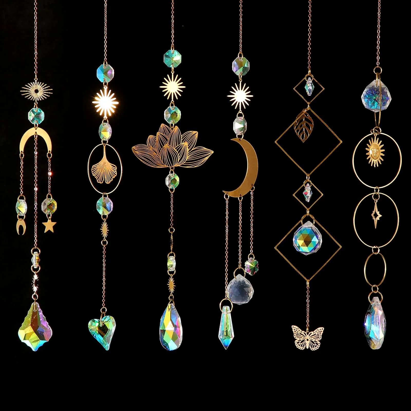 

6pc Petals Coloured Crystal Ball Hanging Sun Catcher Crystal Pendant Light Hanging Decoration Garden Decoration Christmas