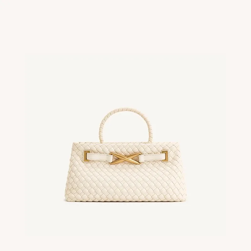 JW PEI Elora Woven Tote Bag Women's Solid Color Small Tote Bag Genuine Leather Wallet Luxury Designer Simple Fashion Handbag