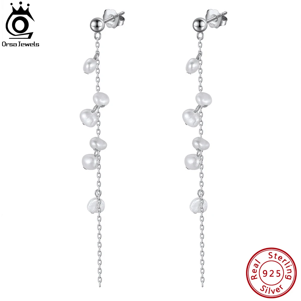 Orecchini Pendenti A Goccia Con Perla D'Acqua Dolce AAA - Argento Sterling 925 Ipoallergenico, Gioielli Da Sposa Per Donna E Ragazza (Bianco/Rosa)