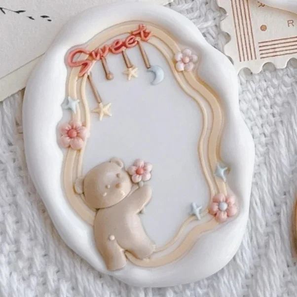Fire Seal Cute Bear Afternoon Tea Series Seal Head Special Embossed Brass Head Diy Envelope Invitation Stamp Toy