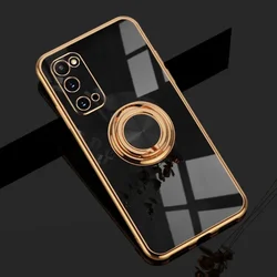 Premium Plating Silicone Case with Ring Holder - Sleek and Durable Protection for Samsung S21 (Black)