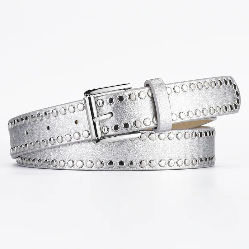 1spc Punk Style Rivet Decorative Needle Buckle PU Leather Belt, High End Women's Versatile Jeans Belt