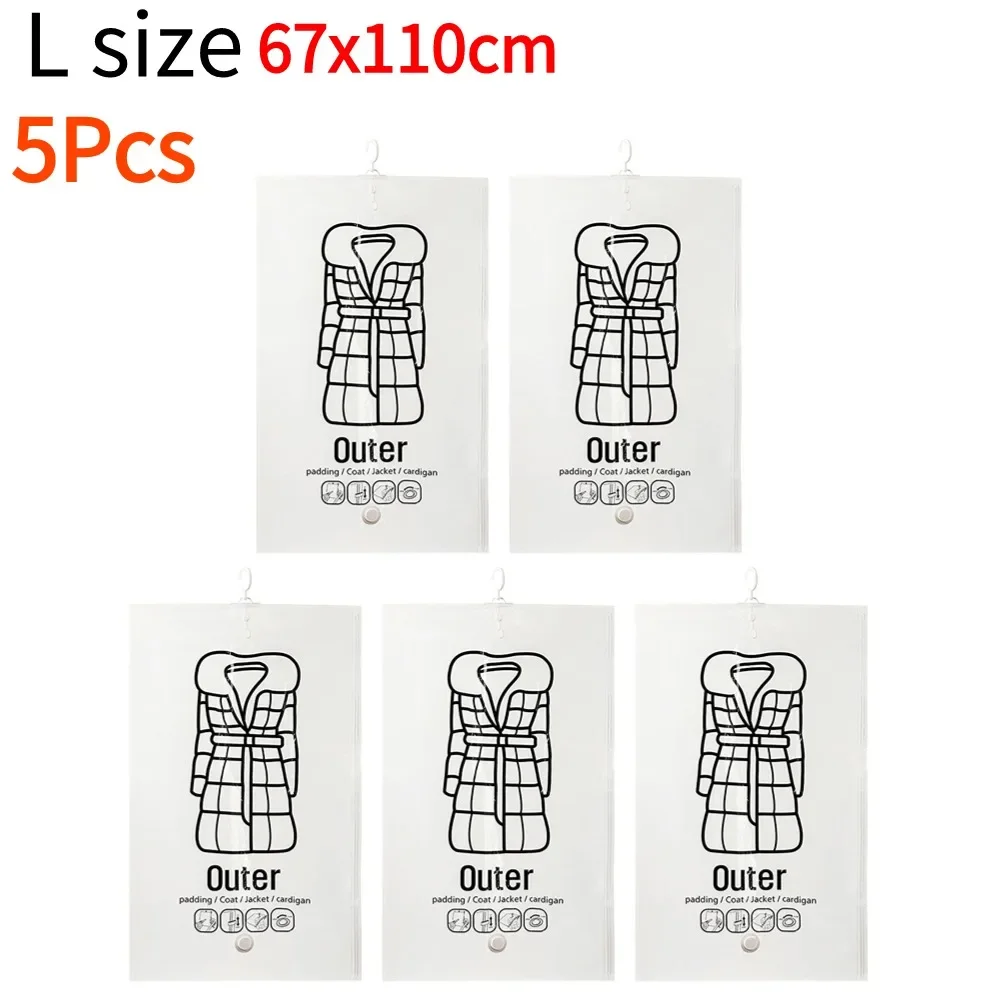 Transparent Vacuum Storage Bag for Clothes and Coats - Dustproof Organizer with Air Pump