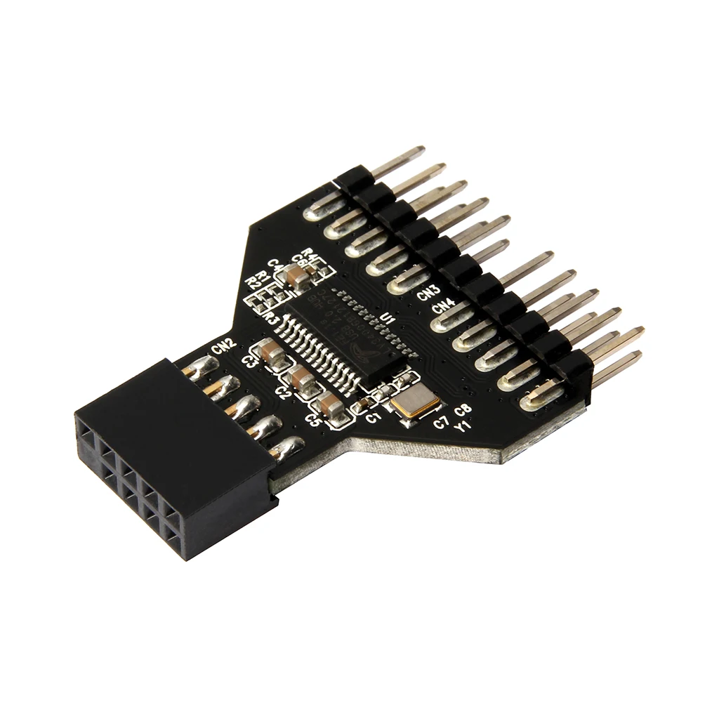 마더보드 USB 9핀 인터페이스 헤더 분배기 1-2 연장 케이블 어댑터 RGB 램프 팬용 9핀 USB 허브 USB 2.0 커넥터