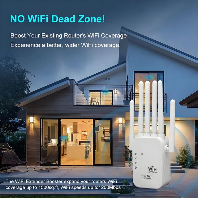 Усилитель сигнала Wi-Fi, 1200 м, 5 ГГц/2,4 ГГц 2