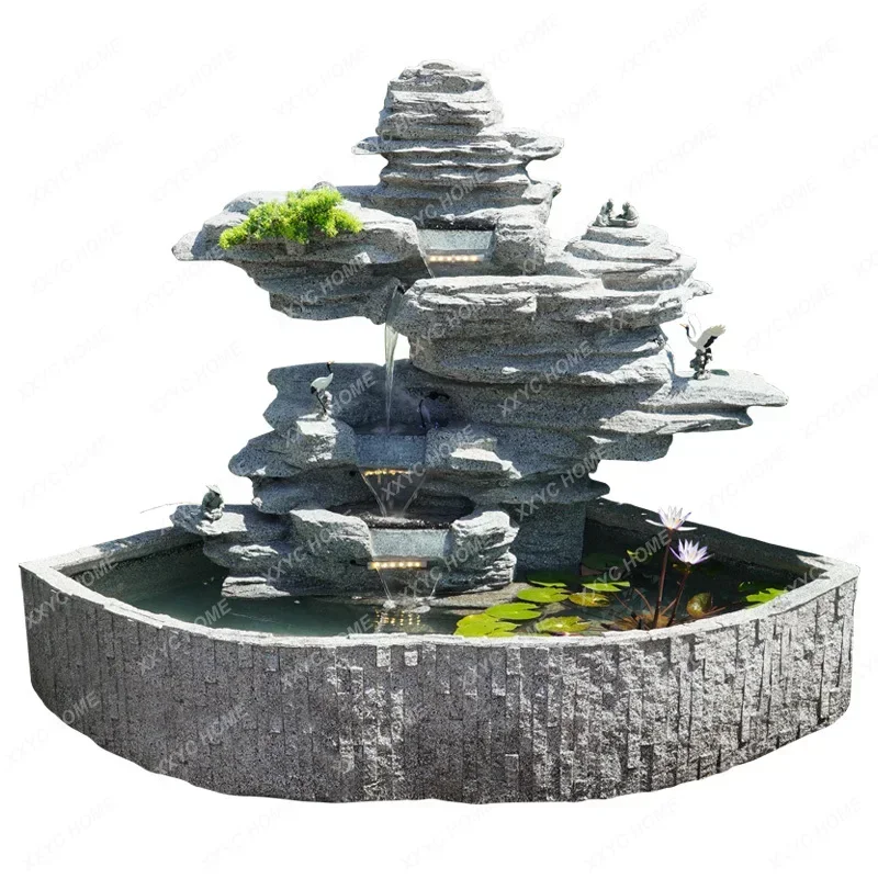 

Artificial Mountain and Fountain Courtyard Garden Decorative Landscaping Terrace Fish Pond Waterscape Layout Floor Ornaments