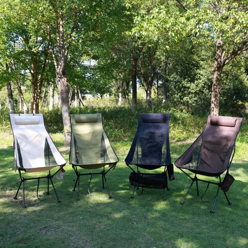 Chaise lune aluminium 7075 ultra-légère dossier haut pour pêche plage voyage camping