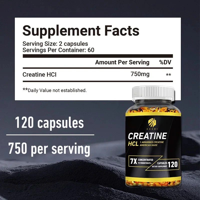 Creatine HCl-Helps with High Intensity Workouts, Boosts Energy Levels Before A Workout, Aids in Muscle Bulk and Repair