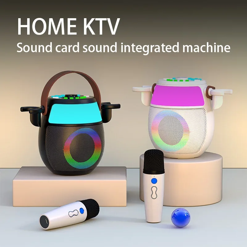 

Home KTV K Song Sound Card Audio All in One Machine Portable Karaoke Wireless Bluetooth Speaker with 2 Mic LIVE BT AUDIO Boombox