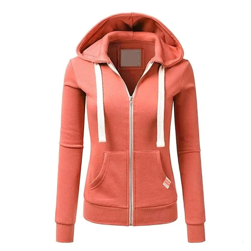Casual Hoodies Women Autumn Winter Cardigan Solid Color Long Sleeve Hoodie Pockets Zipper Sports Coat Hoodie Women Clothing