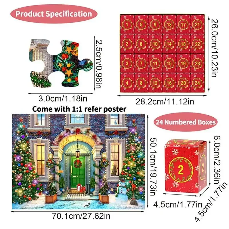 Christmas Advent Calendar Jigsaw Puzzles Christmas Puzzle Toys Welcoming The Birth of Jesus 1008pcs Puzzles Countdown