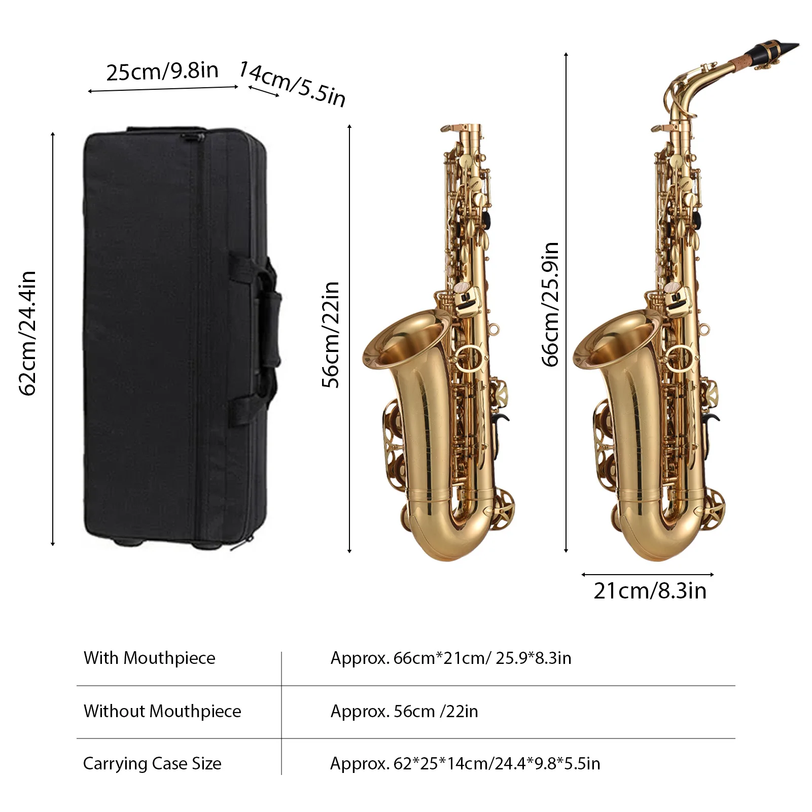 Eb Alto Saxophone Brass Lacquered Gold E Flat Sax 875 Key Type Woodwind Instrument with Cleaning Brush Cloth Gloves Strap Padded