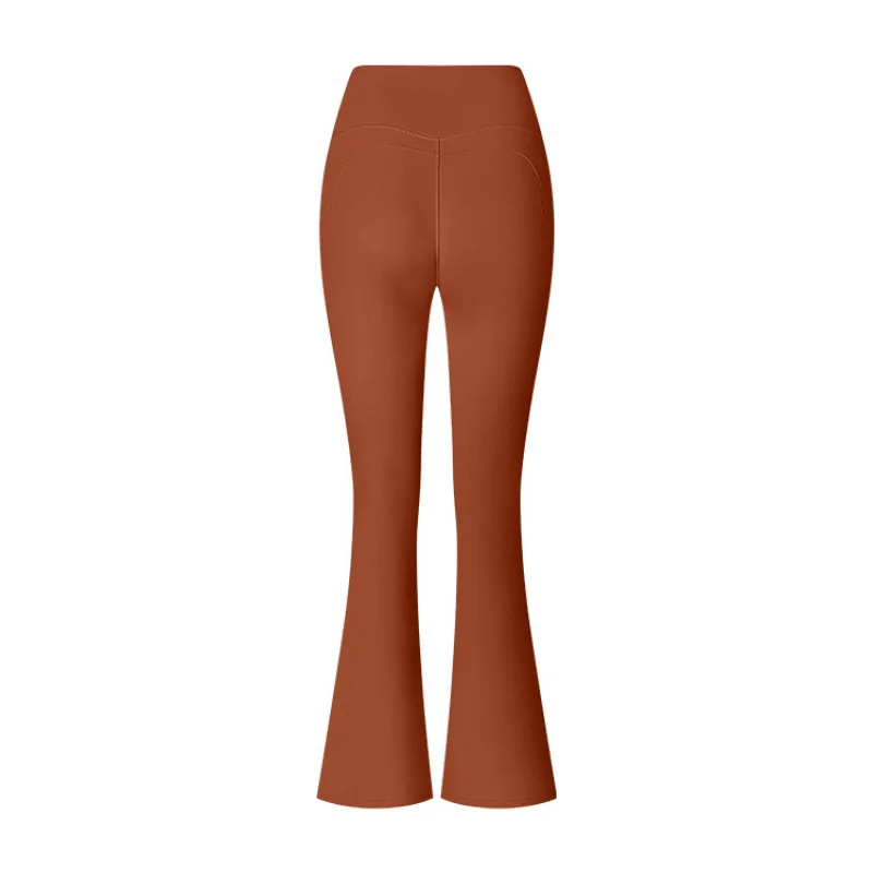 FUBEIKE New Flared Ladies Pants Seamless High Waist Brushed Shaping Micro-Pull Shaping Sports Tight Compression Leggings