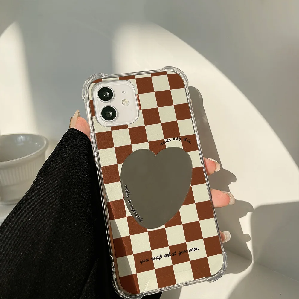 Plaid Mirror Film Phone Case for IPhone 13 11 12 ProMax XS 7 8 Plus X XR  Four Corner Reinforcement Protection Simple Iphone Case - AliExpress