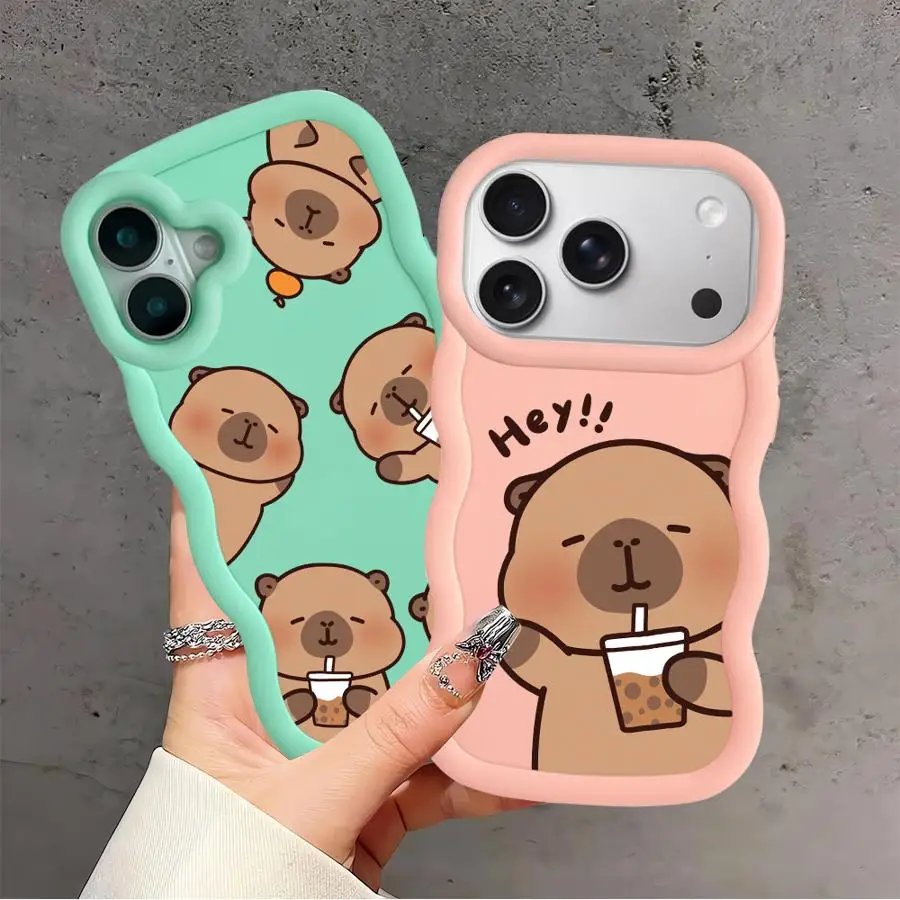 Hülle für iPhone XR 14 16 Pro Max 12 17 Air 13 11 15 Plus 8 Weiche Handyhülle Niedliche Cartoon-Capybara – Detail 2