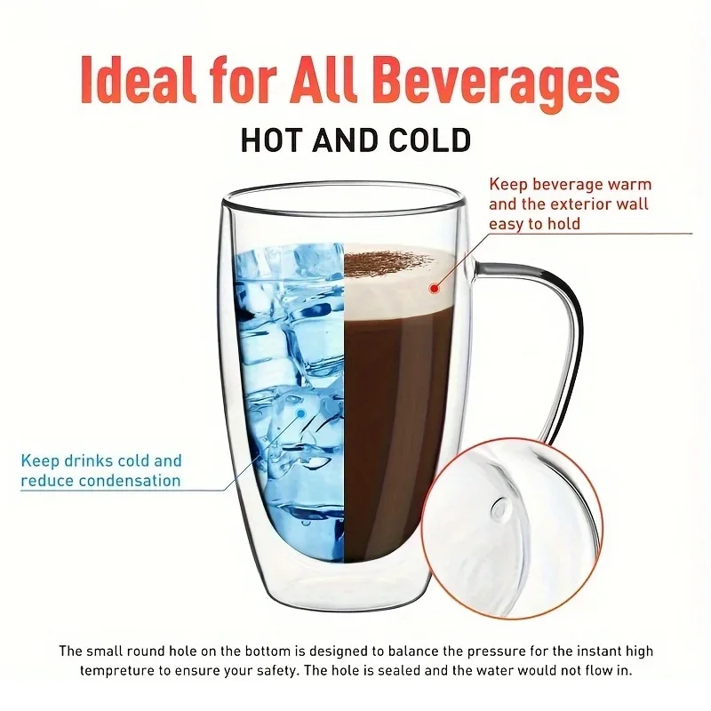 1Pcs 80-450ML Double Coffee Glasses Double Insulated Cups for Hot & Cold Coffee Milk Transparent Mug With Handle coffee glass cup glass mug heat resistant coffee glass cup glass cup glass coffee mug glass tumbler