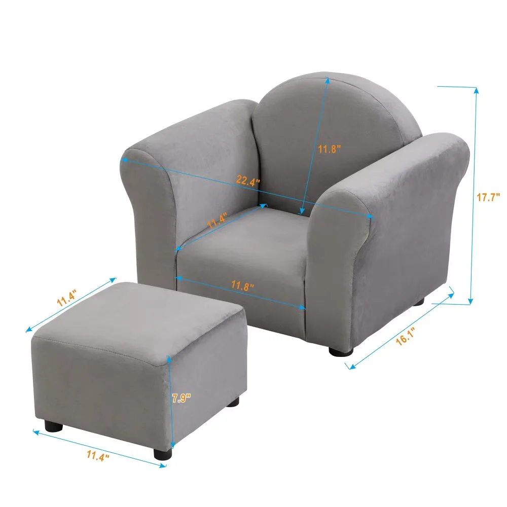 Cute Small Sofa Chair, Kids Upholstered Couch & Ottoman Set - Ergonomic Toddler Chair for Durable Comfort 3