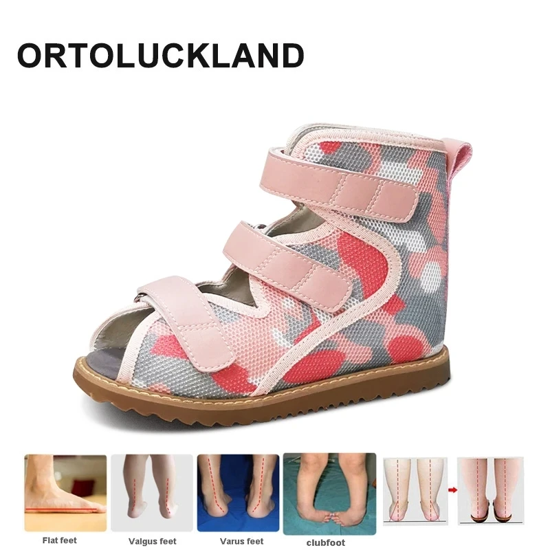 Ortoluckland Children Sandals Mesh Orthopedic Shoes For Kids Summer Boys Toddler Medical Clubfoot Varus Flatfeet Footwear