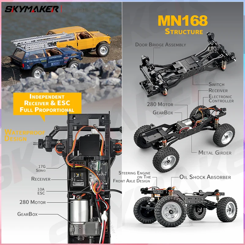 MN Model RC Car Mn168 1/12 Full Scale RTR 2.4G 4WD 280 Motor Proportional Off-Road Remote Control RC Truck Kids Toys Metal Parts 2