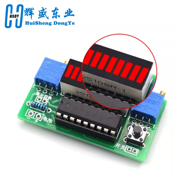 LM3914 Batteriekapazitäts-Anzeige Modul 10-Segment LED – 2,4–20 V – Für 3,7 V Li-Ion & 12 V Blei-Säure – DIY Kit