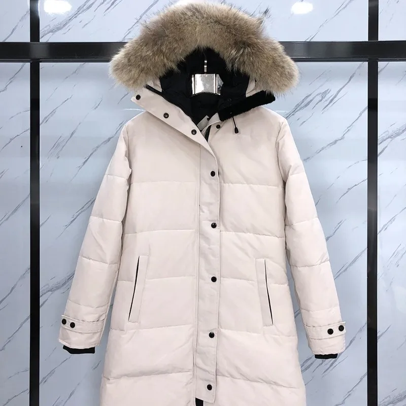 Winter Women Canada Style Down Jacket 90 White Parkas Real Fur Collar