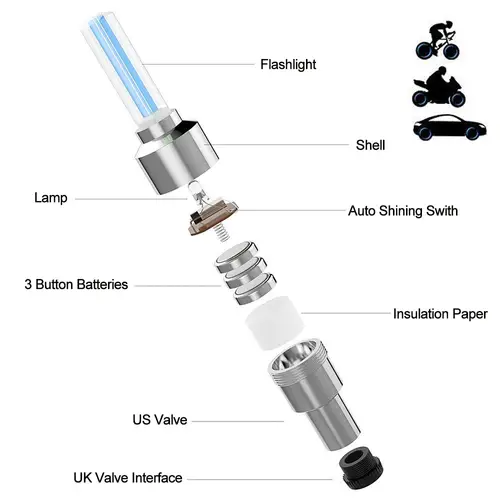 LED Bicycle Valve Light, Neon Bicycle Spoke Light, Bicycle Tire Valve Light, Night Riding Warning Light Bicycle Accessories - Image 6