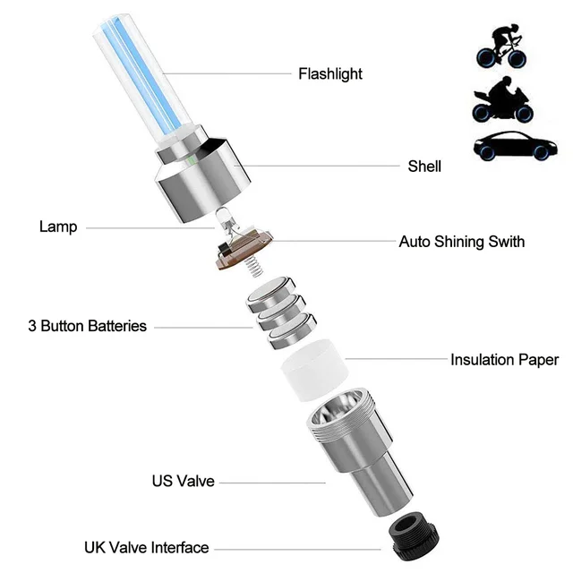 LED Bicycle Valve & Spoke Light – Neon Night Riding Safety Accessory 6
