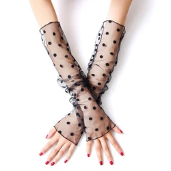 Women's Summer Fingerless Gloves Anti-sun Sleeve UV Protection Sleeves Mesh Lace Gloves Thin Long-sleeved Breathable Mittens New
