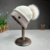 2025 New Natural fur pompom hat Women High quality Color block Beanies Winter Travel  Hats for women Warm Female hat 1