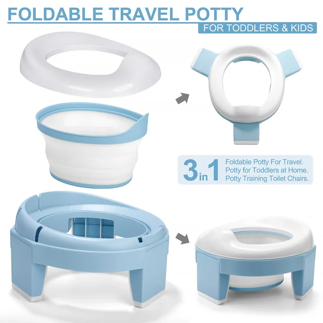 TYRY.HU Baby Pot Portable Silicone Baby Potty Training Seat 3 in 1 Travel  Toilet Seat Foldable Blue Children Potty With Bags - AliExpress