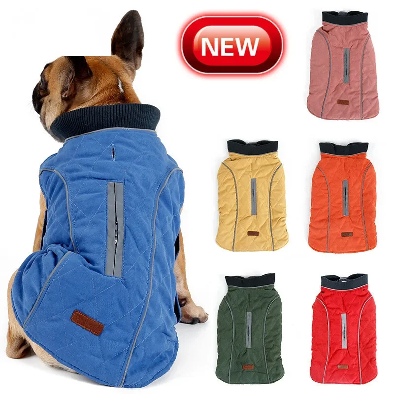 

High Quality Dog clothes Quilted Dog Coat Pet Warm Jacket Vest New Big Dog Retro Cozy Thick Vest Clothing 6 Colors